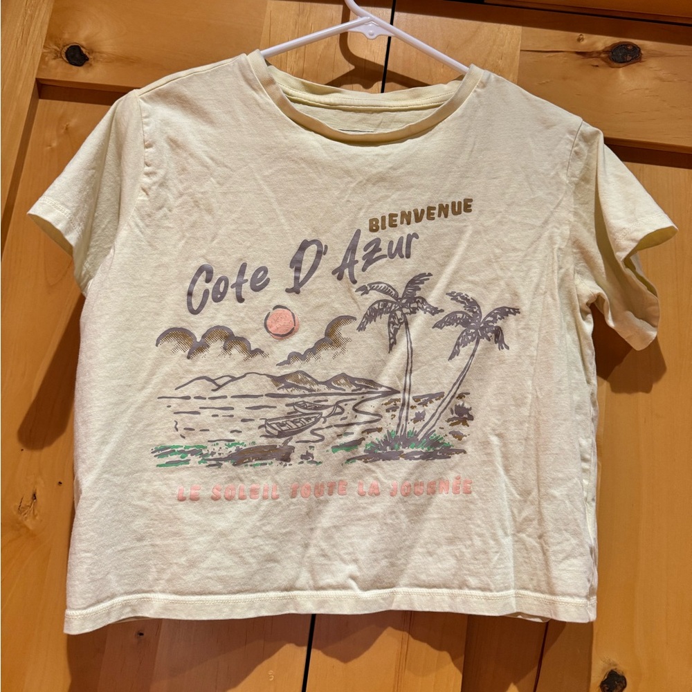 Bixby Kids Light Yellow Graphic Cropped Tee - Cote D'Azur